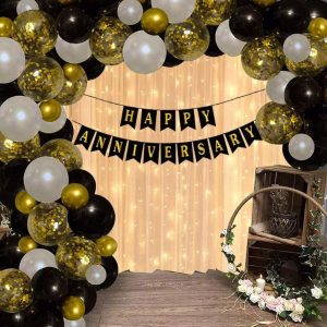 BLACK HAPPY ANNIVERSARY THEME DECOR