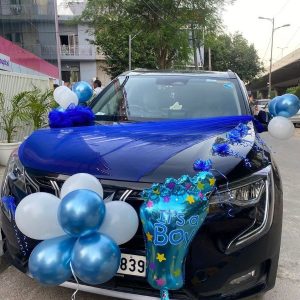 WHITE AND BLUE CHROME DECOR FOR BABY BOY