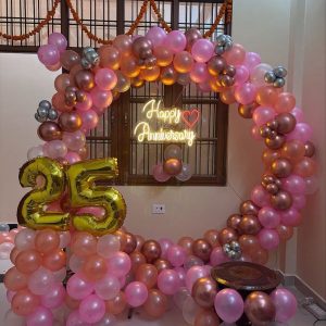 BABY PINK AND SILVER ANNIVERSARY  DECOR