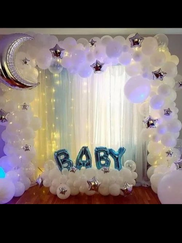 WHITE THEME BABY SHOWER DECOR