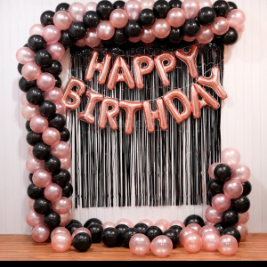 BLACK AND PINK BIRTHDAY SETUP