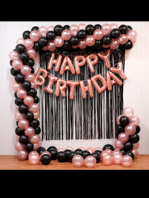 BLACK AND PINK BIRTHDAY SETUP