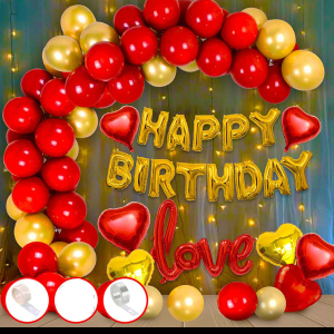 RED AND GOLDEN CHROME BIRTHDAY SETUP