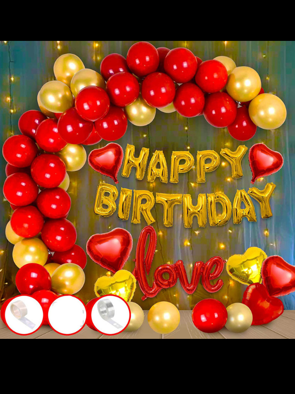 RED AND GOLDEN CHROME BIRTHDAY SETUP