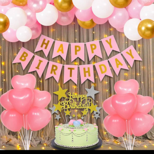 PINK AND WHITE THEME BIRTHDAY DECOR