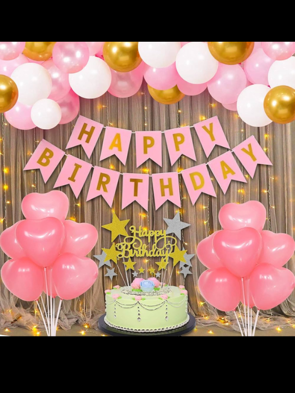 PINK AND WHITE THEME BIRTHDAY DECOR